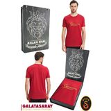 Galatasaray Orijinal Lisanslı Kırmızı Erkek T-Shirt Hediyelik Ahşap Kutulu