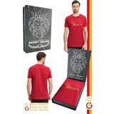 Galatasaray Orijinal Lisanslı Kırmızı Erkek T-Shirt Kişiye Özel Hediyelik Ahşap Kutu