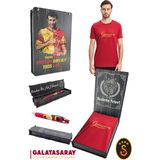 Galatasaray Orijinal Lisanslı Kırmızı Erkek T-Shirt + Uçlu Kalem Set Hediyelik Ahşap Kutulu - Standart - 2XL