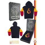 Galatasaray Orijinal Lisanslı Logo Siyah Kapüşonlu Sweat Kişiye Özel Hediyelik Ahşap