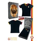 Galatasaray Orijinal Lisanslı Siyah Basic Çocuk T-shirt + Bileklik Set Hediyelik Ahşap K