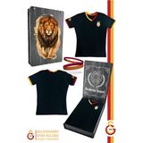 Galatasaray Orijinal Lisanslı Siyah Basic Çocuk T-shirt + Bileklik Set Hediyelik Ahşap Kutulu