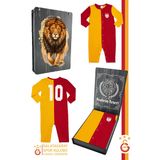 Galatasaray Orijinal Lisanslı Uzun Kol Bebek Tulum Aslan Baskılı Ahşap Kutulu