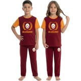 Galatasaray Orjinal Lisanslı Unisex Çocuk Kısa Kollu Pamuklu Bisiklet Yaka Uzun Alt Pijama Takımı - Kırmızı - 8 - 9 Yaş