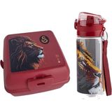 Galatasaray Plastik Aslan Baskılı Plastik Matara 500 ml + Beslenme Kabı 4 Bölmeli Çatal Kaşıklı - standart - Renkli
