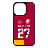 Galatasaray Rafael Leão İmzalı Parçalı Forma iPhone 14 Pro Kılıf (Cam) - Lisanslı Orijinal