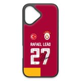 Galatasaray Rafael Leão İmzalı Parçalı Forma iPhone 17 Kılıf (Cam) - Lisanslı Orijinal