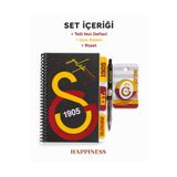 Galatasaray Temalı 3’lü Kırtasiye Seti – Telli Haftalık Planlayıcı, Uçlu Kalem ve Rozet Siyah