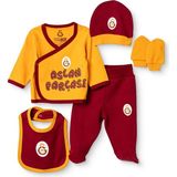 Galatasaray Unisex 5li Hastane Çıkışı Lisans Baskılı Çıtçıtlı Zarf Yaka Uzun Kol Patikli - Yenidoğan - Sarı