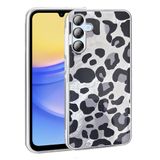 Galaxy A15 İle Uyumlu Kılıf Desenli Mep Kapak Gri Leopar