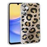 Galaxy A36 İle Uyumlu Kılıf Desenli Mep Kapak Gold Leopar