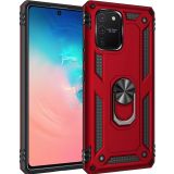 Galaxy A91 / S10 Lite Kılıf Sofya Yüzüklü Silikon Kapak - Kırmızı