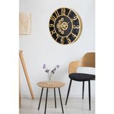 Galaxy Çarklı Duvar Saati Siyah Kasa Gold Rakam 34 Cm.