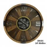 Galaxy CRK-835 Premium Ahşap İthal Dönen Çarklı Roma Rakamlı Otantik Kadranlı Ceviz Duvar Saati 80x80x8 cm