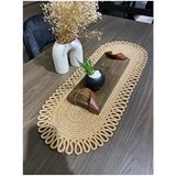 Galaxy Doğal Jüt, Desenli, Hasır, Amerikan Servis, Masa, Sehpa Örtüsü Runner. 30X80 - 30 x 80 - Haki