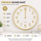 Galaxy Duvar Saati, 33 cm, Sessiz Akar Dekoratif Kc7 | Sessiz Mekanizma, Büyük Rakamlar, Pilli Çalışma, Yuvarlak Tasarım, Dayanıklı Malzeme