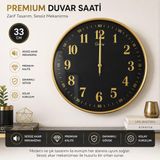 Galaxy Duvar Saati, 33 cm, Sessiz Akar Dekoratif Kc9 | Sessiz Mekanizma, Büyük Rakamlar, Pilli Çalışma, Yuvarlak Tasarım, Dayanıklı Malzeme