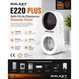 Galaxy Energy E220 Plus Akım Koruma Prizi 3500W 16A Dijital Ekranlı Akıllı Priz 918 Joule 5ka Korumalı - Beyaz