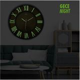 Galaxy Exculusive Siyah Fosforlu Duvar Saati 41 cm Modern Stil ve Minimalist Dekor ile Ev Ofis Uyumlu