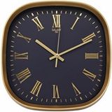 GALAXY Galaxy Premium Serisi Abs Kasa Duvar Saati Oval 30 Cm Roma Rakamlı Gold-lacivert Altın