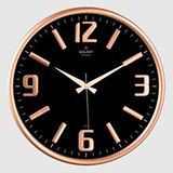 GALAXY Galaxy Premium Serisi Metal Çerçeveli Kabartma Rakamlı Bombe Camlı 35 Cm Duvar Saati Bakır -siyah Çok Renkli