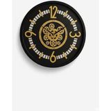 Galaxy Gearline 60 cm Çarklı Rakamlı Sessiz Akar Metal Duvar Saati Siyah-Gold - Karışık Çok Renkli - 60 x 60