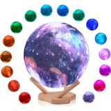 Galaxy Lamba 4.7 Inç 16 Renkler LED Gece Lambası 3D Baskı Ay Işığı Ahşap Standı ve Uzaktan Kumanda Dokunmatik Dokunun Denetleyicisi Çocuklar Için Arkadaşlar Sevgilisi Doğum Günü Serin Hediyeler - Altın