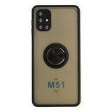 Galaxy M51 Kılıf Montreal Yüzüklü Silikon Kapak - Siyah