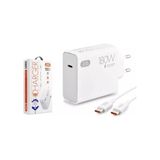 Galaxy M53 Uyumlu 180W Gan Type-C Kablolu Turbo Ev Tipi Şarj Aleti Salise Gösterir (Orginal Subzero) - Beyaz