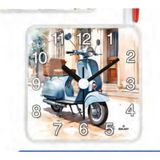 Galaxy Mıknastıslı Nostaljik Motorsiklet Eskitme Desenli Buzdolabı Saati Kare 10 x 10 cm