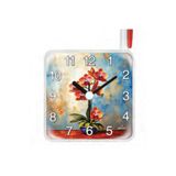 Galaxy Mıknastıslı Nostaljik Saksıdaki Çiçek Eskitme Desenli Buzdolabı Saati Kare 10 x 10 cm