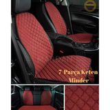 Galaxy Oto Koltuk Kılıfı 7 Parça Keten - Kırmızı