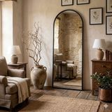 Galaxy Premium Dekoratif Modern Tasarım Ayaklı Boy Aynası Siyah– 157X46 cm Metal Çerçeveli