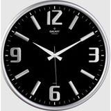 Galaxy Premium Serisi Metal Çerçeveli Kabartma Rakamlı Bombe Camlı 35 CM Duvar Saati Gri