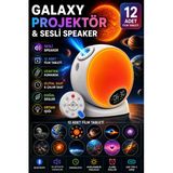 Galaxy Projektör Yıldız Gece Lambası Rgb Bluetooth Hoparlörlü Döner Uzay Projeksiyon Alarm Özellikli