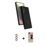 Galaxy S23 Ultra Kılıf İz Işık Koleksiyonu - Siyah AutoKit 5in1 Fiber Hayalet Cam Ekran Koruyuc