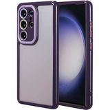 Galaxy S23 Ultra Kılıf Kamera Korumalı Renkli Kenar Ve Çerçeve Tasarımlı Mnc Vitamin Kapak-Derin Mor