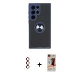 Galaxy S23 Ultra Kılıf Yörünge Çizgi - Siyah AutoKit 5in1 Fiber Hayalet Cam Ekran Koruyucu + Kı