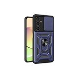 Galaxy S24 FE Uyumlu Stand Olabilen Yüzüklü Koruyucu Silikon Telefon Kılıfı Lacivert
