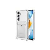 Galaxy S24 Plus Kılıf Kartlıklı Şeffaf Silikon Kapak + Ekran Koruma + Kablo Koruyucu Şeffaf