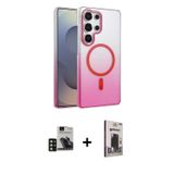 Galaxy S24 Ultra Kılıf Ahenk Doku Özel Seri - Siyah Bilvis Hayalet Cam Ekran Koruyucu + Gold PV