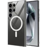 Galaxy S24 Ultra Kılıf Kamera Korumalı Magsafe Sert Mika Pc Porto Kapak-Şeffaf + Tam Kaplayan Anti Statik Esd Cam Ekran Koruyucu