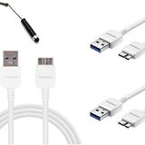 Galaxy S5/Note 3 ET-DQ11Y1WE için İki (2) Samsung OEM Orijinal 5-Feet Micro USB 3.0 Veri Senkronizasyon Şarj Kablosu - Perakende Olmayan Ambalaj - Beyaz + Mini Kalem