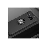 Galaxy S8 Plus Kılıf Ravel Yüzüklü Standlı Silikon Kapak+ Ekran Koruma + Kablo Koruma SİYAH