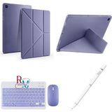 Galaxy Tab A9 Plus X210 11'' Uyumlu Standlı Kılıf Dokunmatik Kalem ve Klavye Mouse 3'lü Set Lavanta