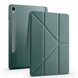 Galaxy Tab S9 FE 10.9 inç Tablet Kılıfı, Kalem Bölmeli, Uyku Modlu, Stand Özellikli, Tri Folding (KOYU YEŞİL)