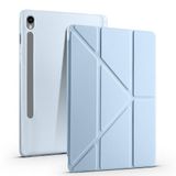Galaxy Tab S9 FE 10.9 inç Tablet Kılıfı, Kalem Bölmeli, Uyku Modlu, Stand Özellikli, Tri Folding (MAVİ)