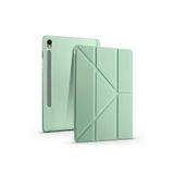 Galaxy Tab S9 FE 10,9 SM-510 SM-710 Kılıf Tri Folding Kalem Bölmeli Standlı Kabak (Açık Yeşil)
