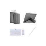 Galaxy Tab S9 Plus 12.4 inç Uyumlu Standlı Kılıf Dokunmatik Kalem ve Klavye Mouse 3 lü Set Koyu Gri