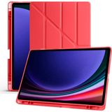 Galaxy Tab S9 Plus X810 / S9 Fe Plus X610 12.4 Inç Uyumlu Akıllı Tablet Kılıfı – Katlanabilir Kapaklı, Kalemlikli, Stand Fonksiyonlu, Smart Cover Otomatik Uyandırma, Ince ve Hafif Tasarım - Kırmızı